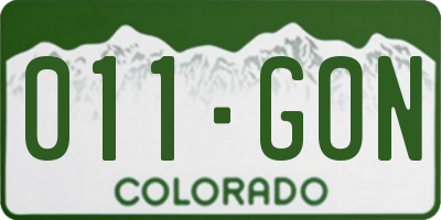 CO license plate 011GON