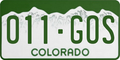CO license plate 011GOS