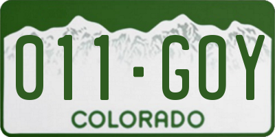 CO license plate 011GOY