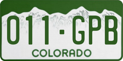 CO license plate 011GPB