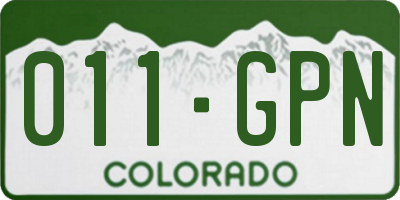 CO license plate 011GPN