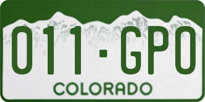 CO license plate 011GPO