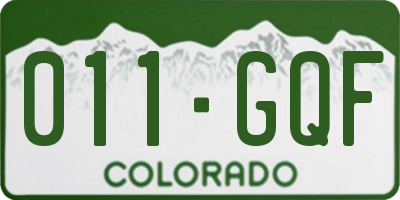 CO license plate 011GQF