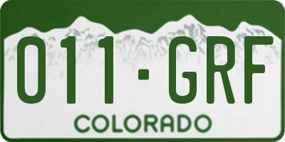 CO license plate 011GRF