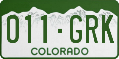 CO license plate 011GRK