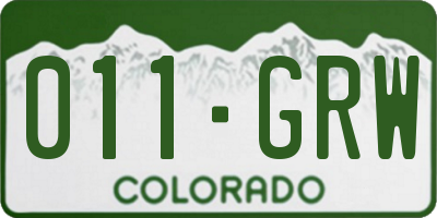 CO license plate 011GRW