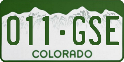 CO license plate 011GSE