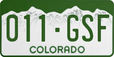 CO license plate 011GSF