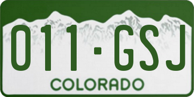CO license plate 011GSJ