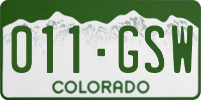 CO license plate 011GSW