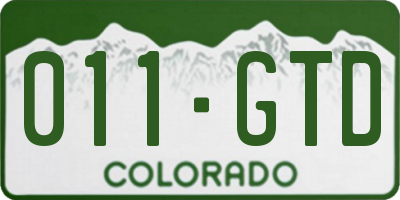 CO license plate 011GTD