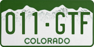 CO license plate 011GTF