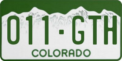 CO license plate 011GTH
