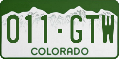 CO license plate 011GTW