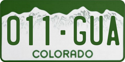 CO license plate 011GUA