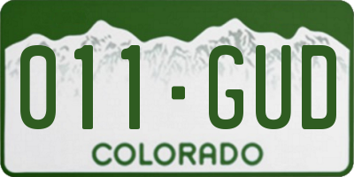 CO license plate 011GUD