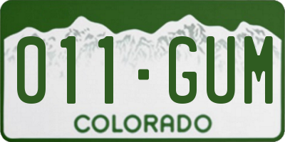 CO license plate 011GUM