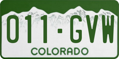 CO license plate 011GVW