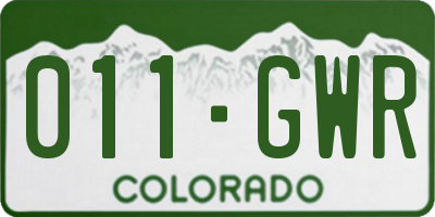 CO license plate 011GWR