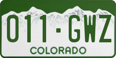 CO license plate 011GWZ