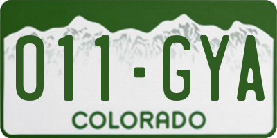 CO license plate 011GYA