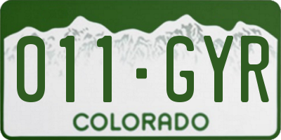 CO license plate 011GYR