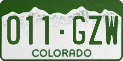 CO license plate 011GZW