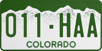 CO license plate 011HAA