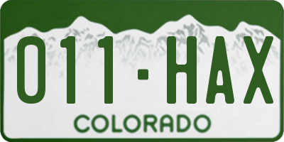 CO license plate 011HAX