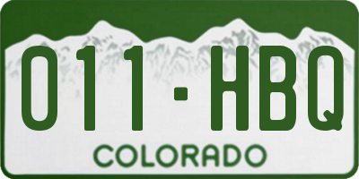 CO license plate 011HBQ