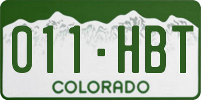 CO license plate 011HBT