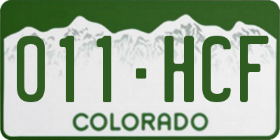 CO license plate 011HCF