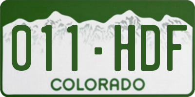 CO license plate 011HDF
