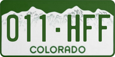CO license plate 011HFF