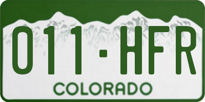 CO license plate 011HFR