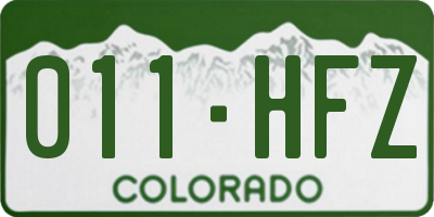 CO license plate 011HFZ