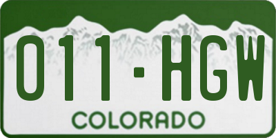CO license plate 011HGW