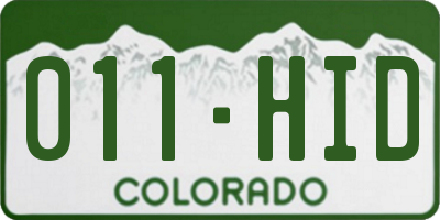 CO license plate 011HID