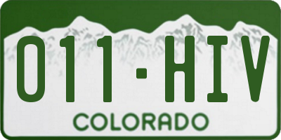CO license plate 011HIV