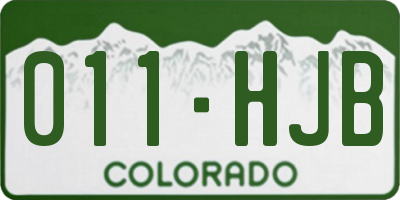 CO license plate 011HJB