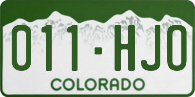 CO license plate 011HJO