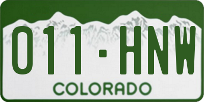 CO license plate 011HNW