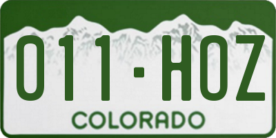 CO license plate 011HOZ