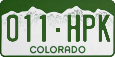 CO license plate 011HPK