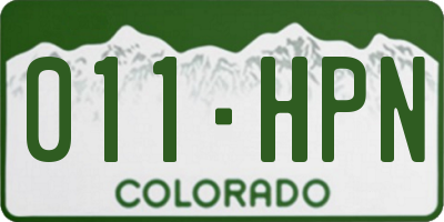 CO license plate 011HPN