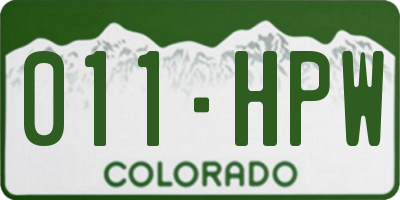 CO license plate 011HPW
