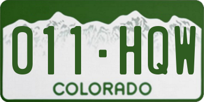CO license plate 011HQW