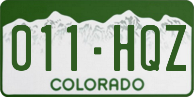 CO license plate 011HQZ