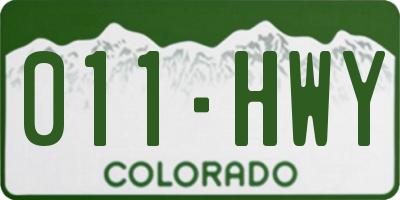 CO license plate 011HWY