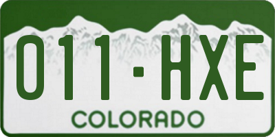 CO license plate 011HXE